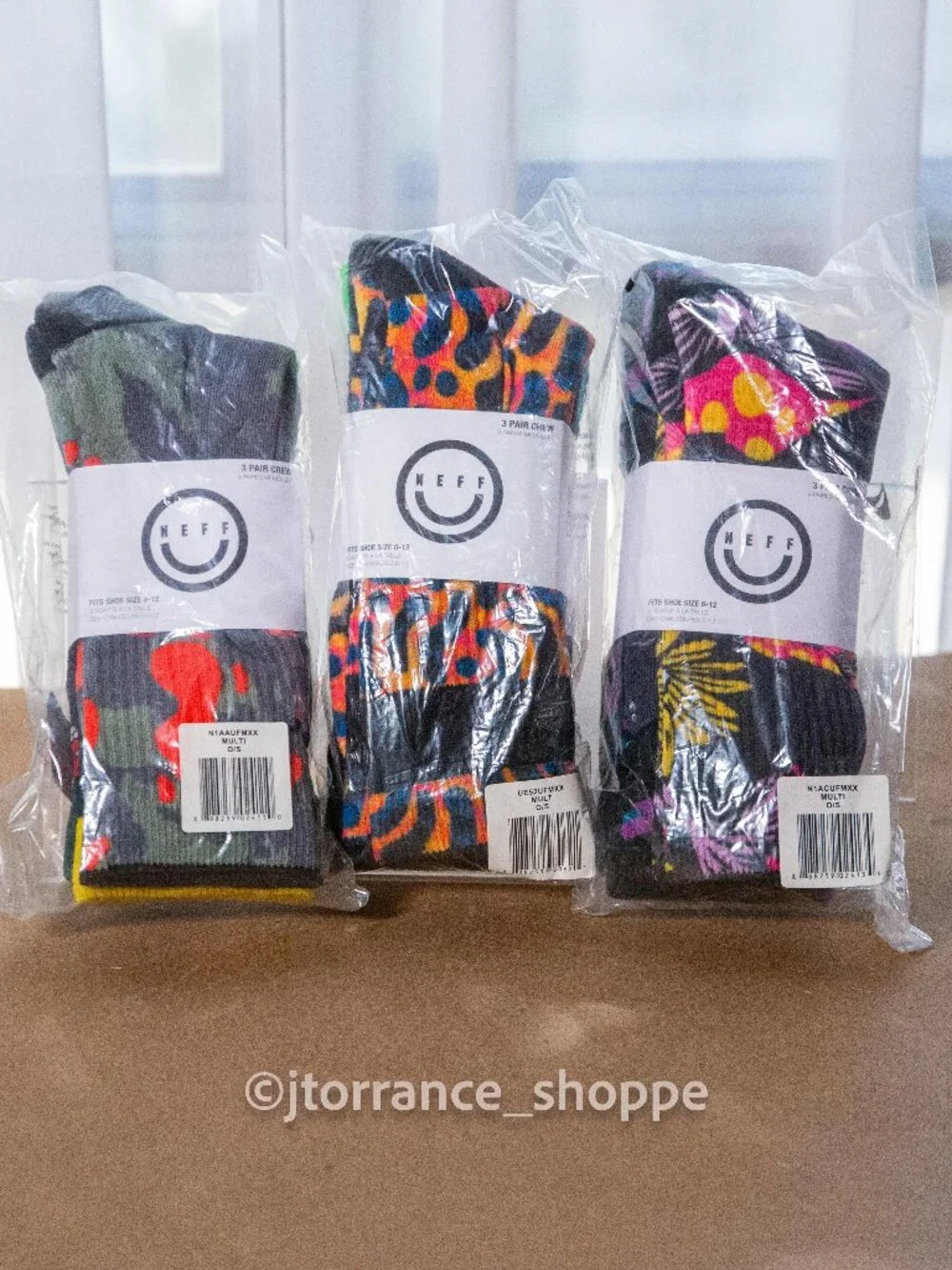 3-PACK (9 pairs) Neff Unisex Crew Socks 6-12 animal mushroom camo graphic prints